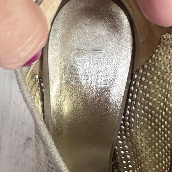 Gianfranco Ferre Heeled Booties 38 Size 8 Perforated Peep Toe Zipper Designer - Picture 5 of 7